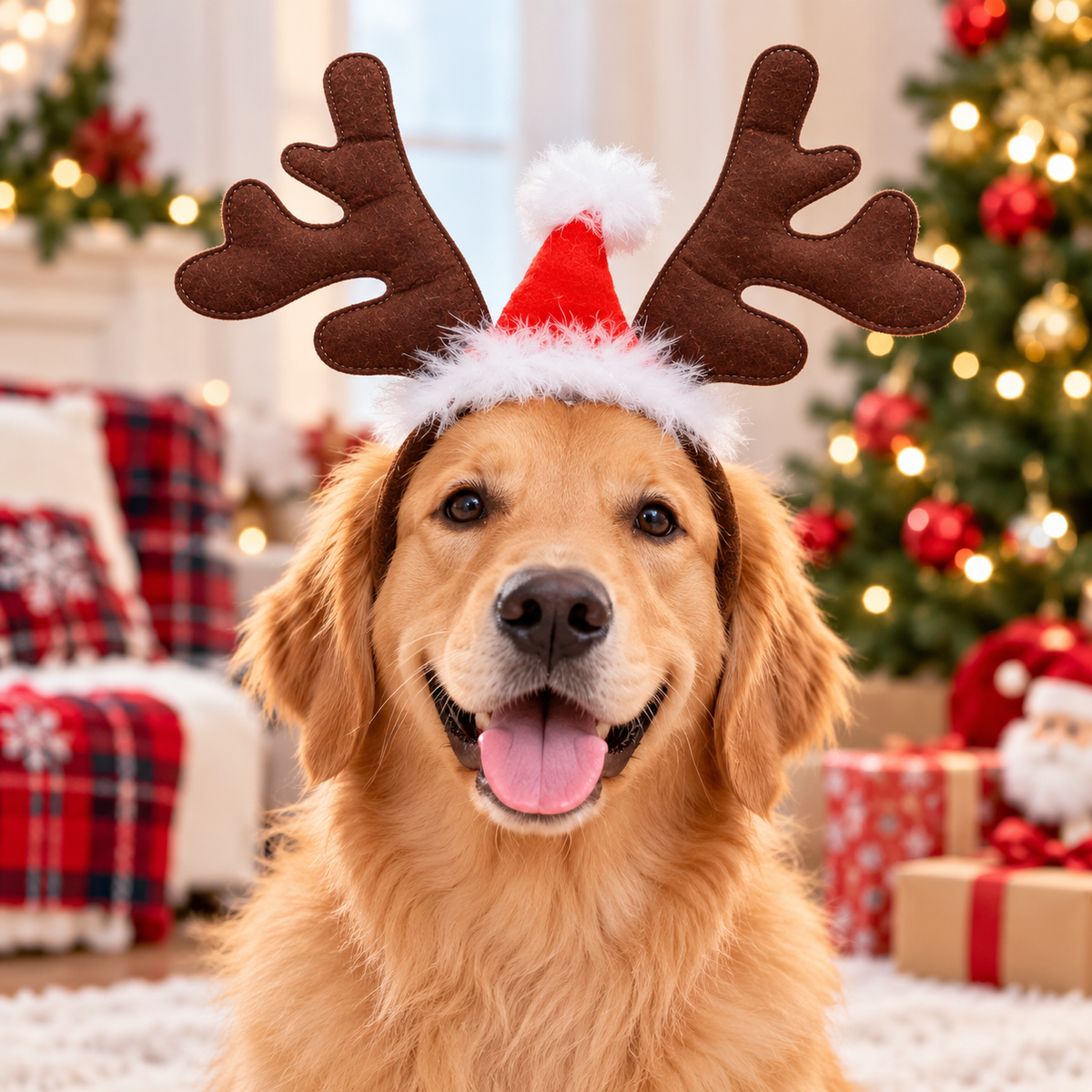 Christmas Reindeer Antler Headband for Dogs